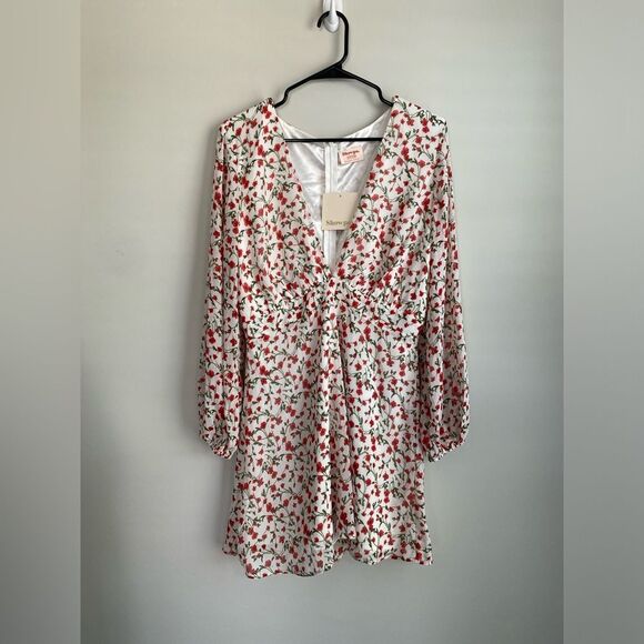 Showpo Lace Me Up Floral Print Mini Dress Size 8 NWT - Picture 1 of 8
